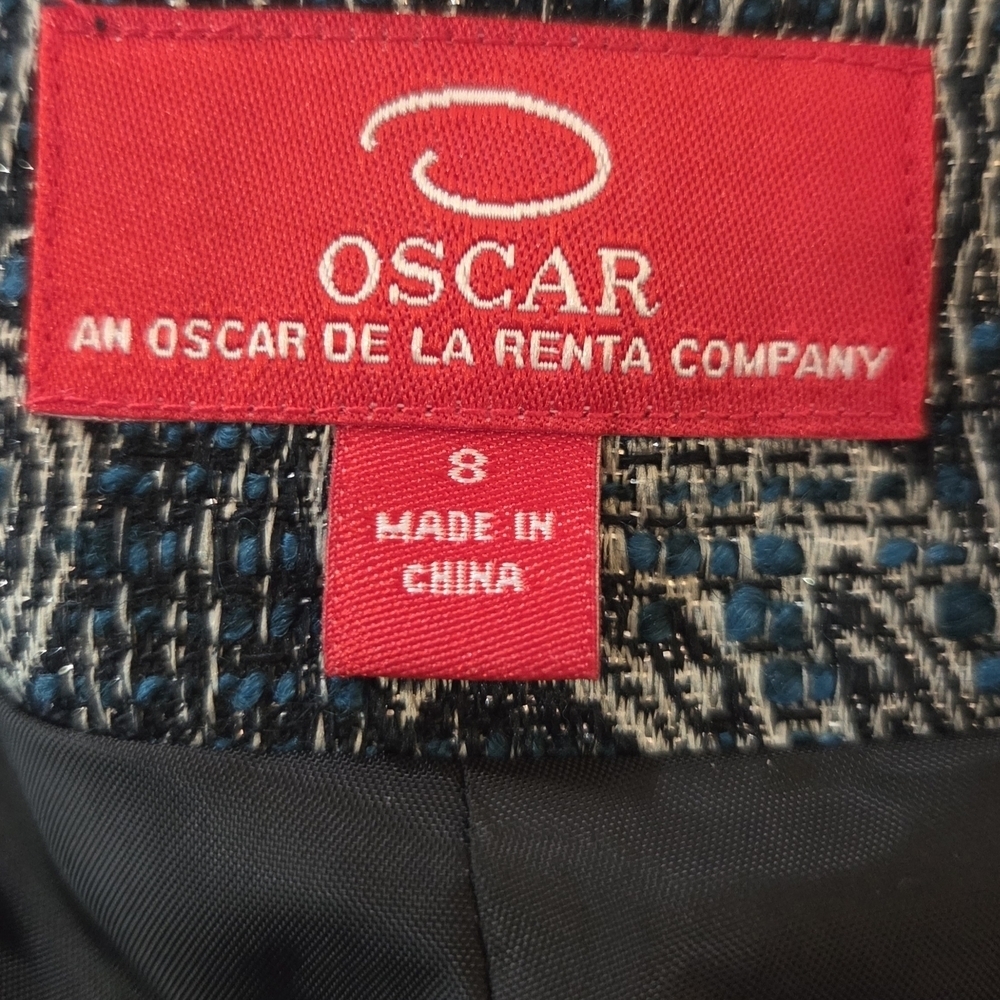 Oscar de la Renta Blue and Gray Paisley Straight Leg Pants Size 8 - Picture 7 of 7